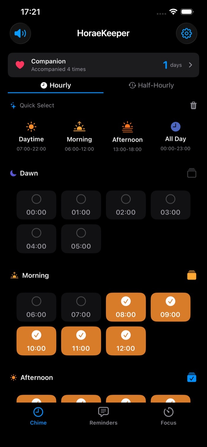 Hourly and half-hourly chime