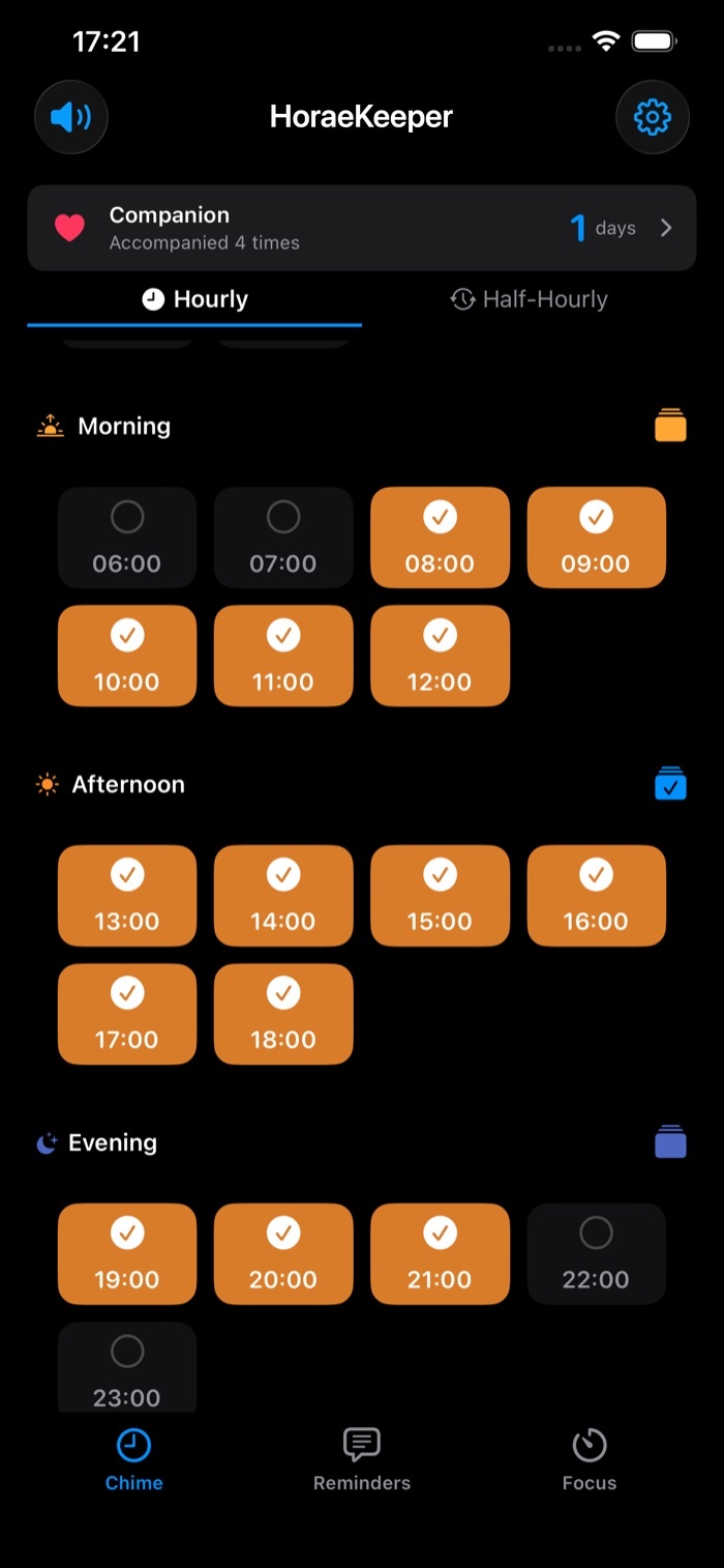Pick chime time ranges